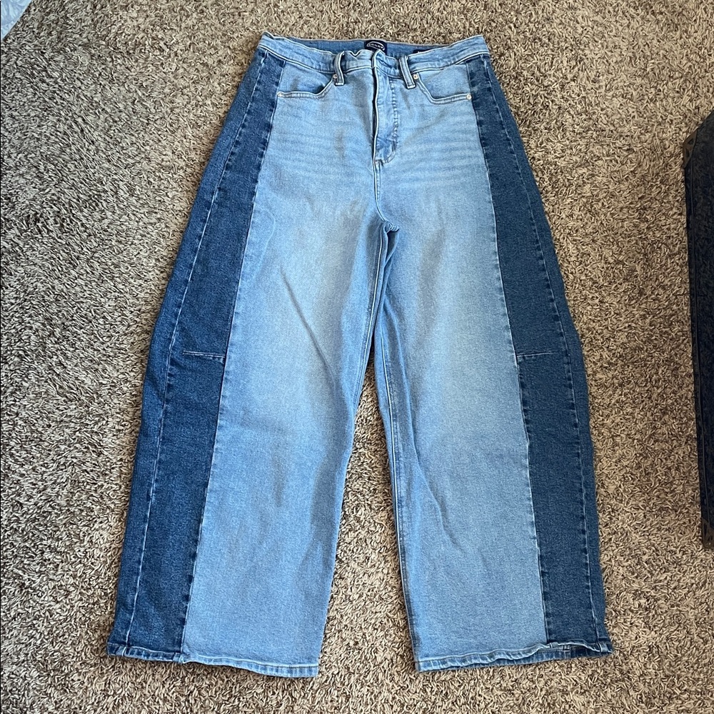 Scoop Two-Tone Baggy Barrel Jeans